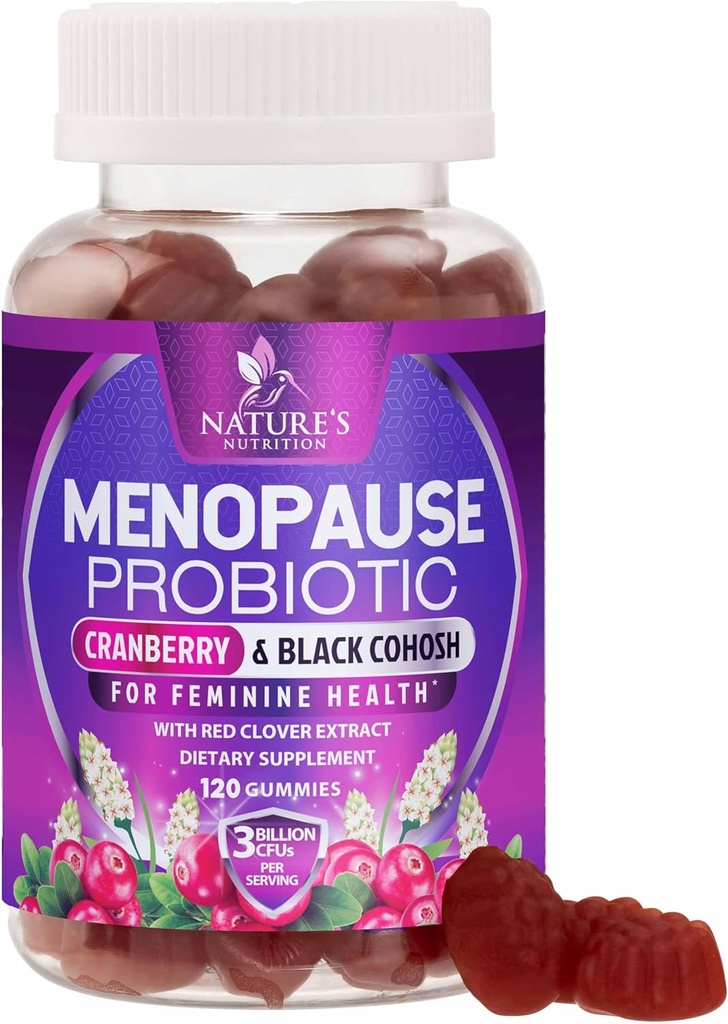 Suplemen Menopause bagi Perempuan - 3 Miliar CFU Natural Menopause Relief untuk Mild Hot Flashes & Night Sweats, PH, Haminal Health Progrees for Women Gummy, Probiotic Suplemen - 120 Gummies