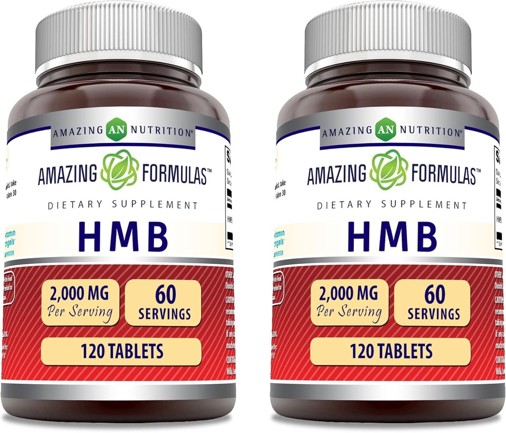 Amazing Formulas HMB 2000mg per Serving 120 Tablets Suplemen 126; None-GMO 124; Gluten Free Heroes 124; Dibuat di USA (2 Pack)