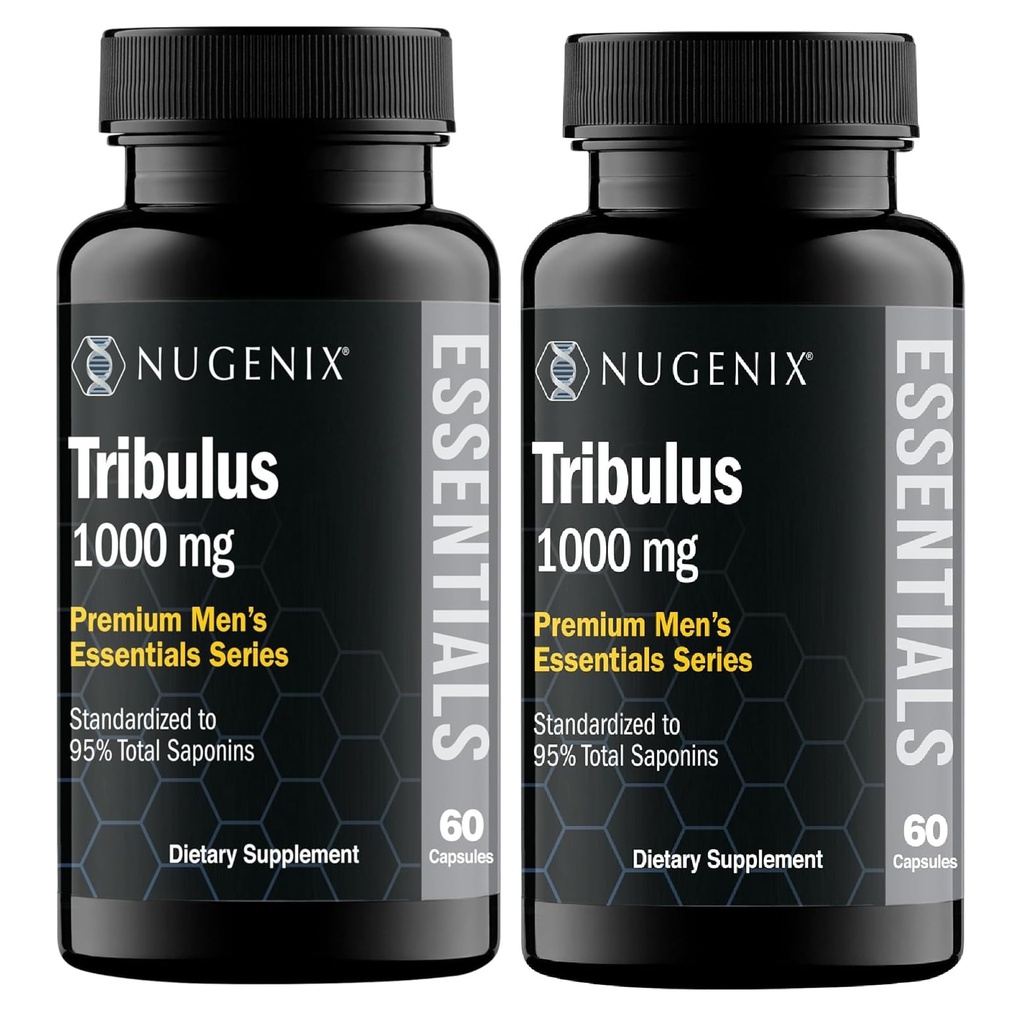 Nugenix Essentials Tribulus Terrestris for Men Extract - 95% Total Saponins, 1000mg Tinggi Potensi, Kekuatan Ekstra, 120 Cacah