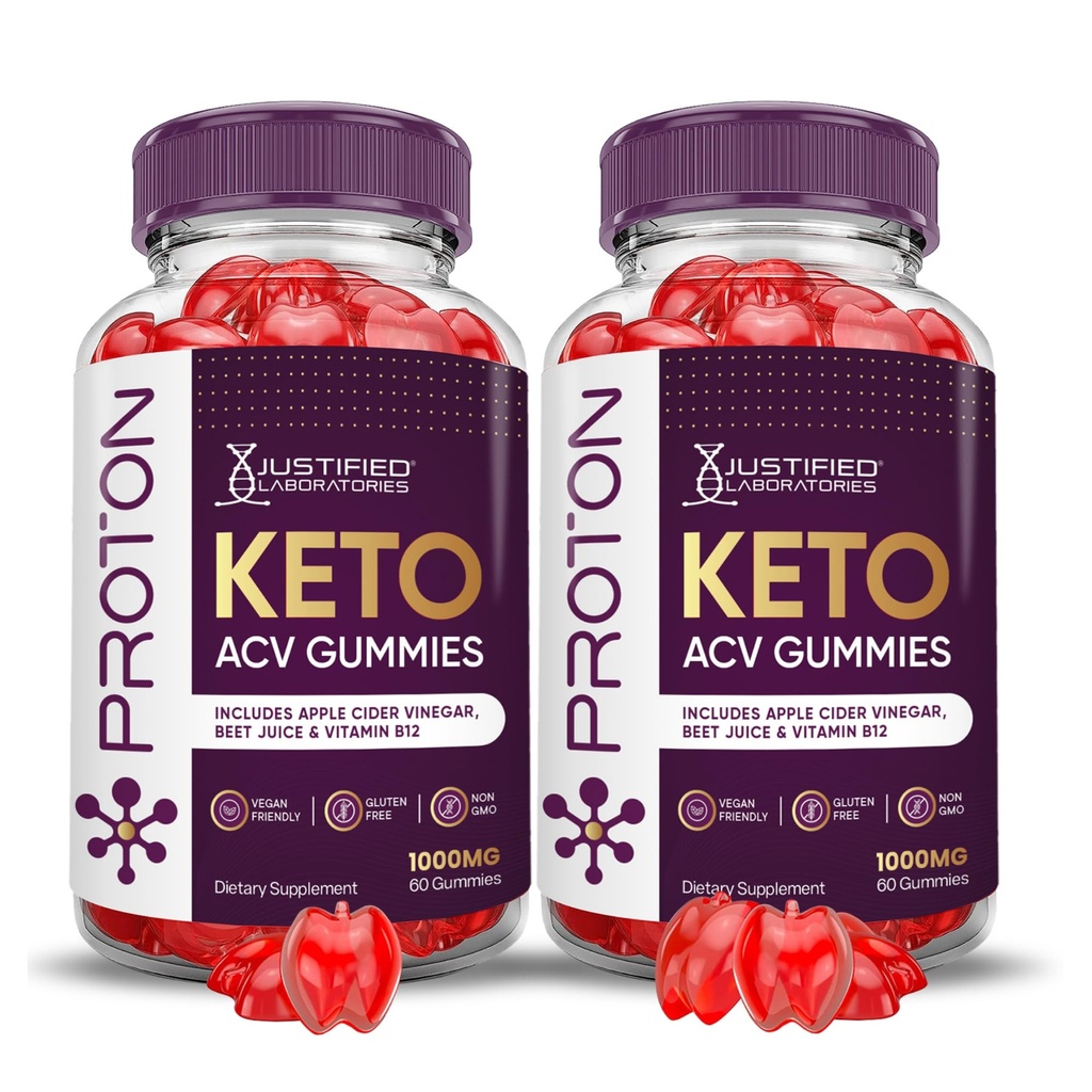 Laboratorium Berhak (2 Pack Proton Keto ACV Gummies Lanjutan Formula 100MG Proton Boost Formulated dengan Powder Beet Juice B12 Vegan Non GMO 120 Gummys