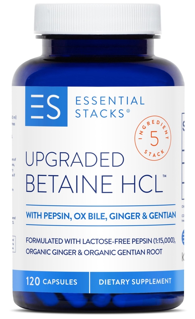 Suplemen Betaine HCL dengan Pepsin, Ox Bile, Organik & Ginger - Betaine Hydrochloride w Digetical Enzymes, Bile & Bitters - Gluten, Dairy & Soy Free (120 Capsules)