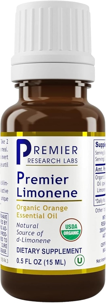 Premier Research Labs Premier Limonene - Limonene Oil adalah D-Limonene Tambahan dari Orange Peel Extract, Oil Jeruk Estial 90% Limonene Murni - 0.5 Oz (300 Pelayan)
