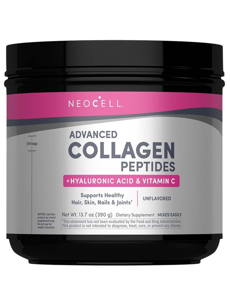 NeoCell Super Collagen Peptides 124; 13,7 oz 124; Grassfed Bovine 124; Dengan Acid Hyalanic dan Vitamin C 124; Non-GMO, Gluten & Soy Free Suplemen