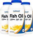 Nutricost Fish Oil 10000mg (560mg dari Omega-3), 240 Softgels (3 Botol)