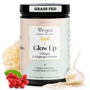Winged Wellness Glow Up, Powder Collagen for Women - Rambut, Skin & Nails Beauty Suplement dengan Grass- Fed Hydrolyzed Collagen Peptides Adaptogens, Vitamin C & Biotin - 25 Servings, Unflashing