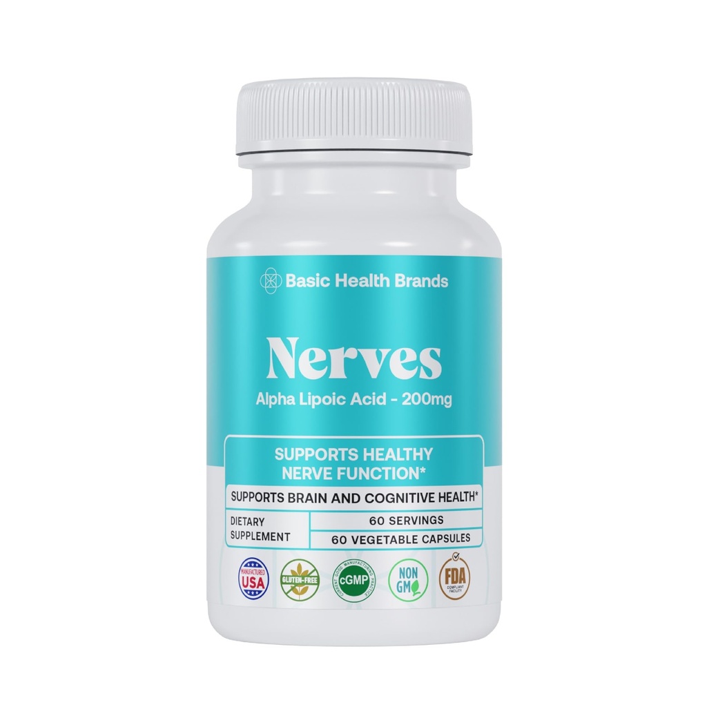 Fungsi dasar Brands Nerves Alpha Lipoic Acid, 200 mg, Fungsi Neuron (Paket 1)