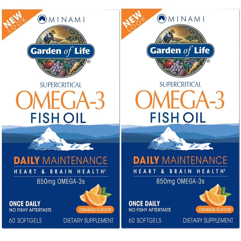 Garden of Life EPA / DHA Omega 3 Fish Oil - Minami Natural Fungsi, Heart and Mood Supplemen, 120 Count (60ct 2- Pack)