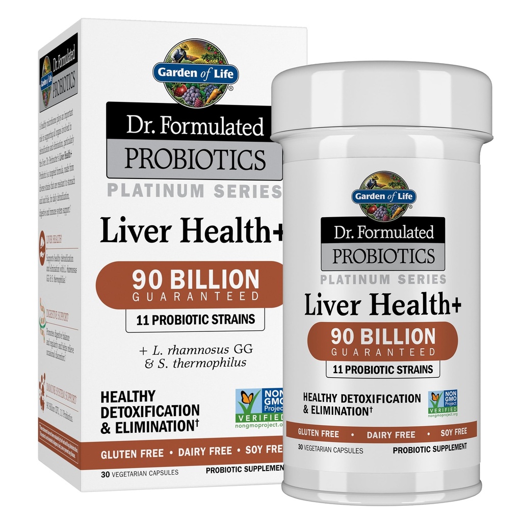 Garden of Life Dr. Formulate Protein Seri Platinum Kesehatan + 90 Milyar CFU Dijamin, Satu hari Probiosis untuk Detoksifikasi Kesehatan & Dukungan, Vegan, Gluten Bebas, 30 Kapsul