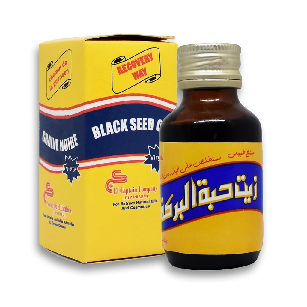 Export EGYPT Pure Press Black Seed Oil ElCaptain Al Captain Natural Raw Nigella Sativa Halal (2.11 oz / 60 ml)