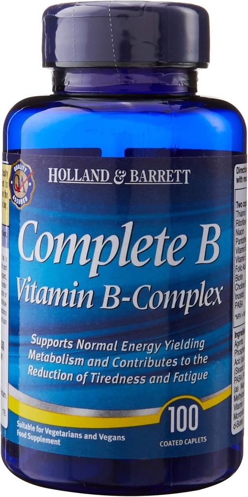 Lengkap B Vitamin B- Kompleks 100 Mudah untuk menelan caplet berlapis