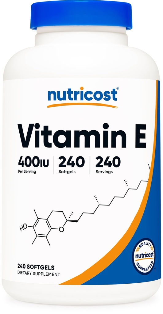 Nutricost Vitamin E 400 IU, 240 Softgel Capsules - Gluten Bebas, Non- GMO