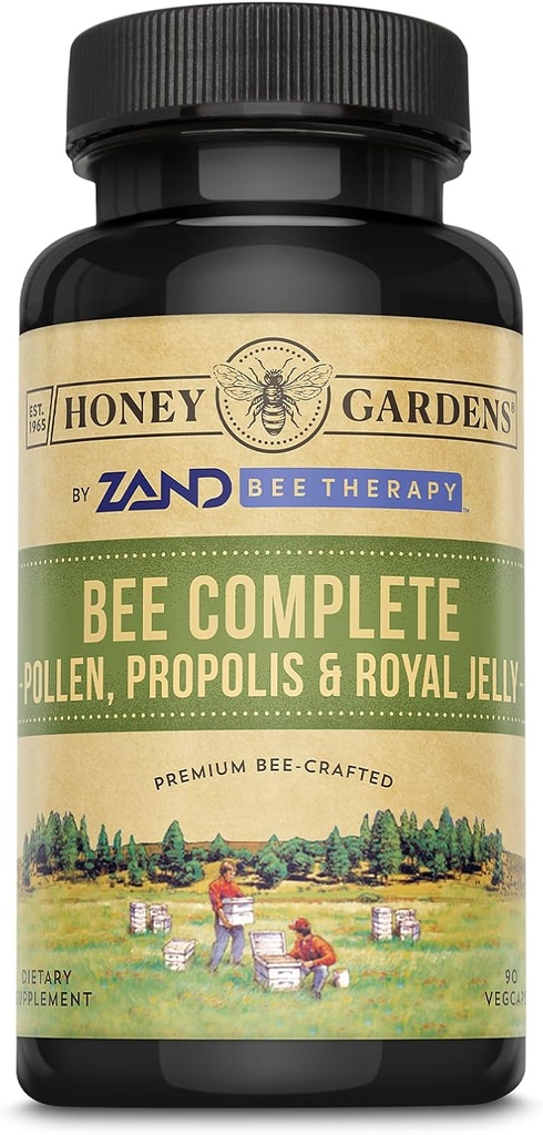 Honey Gardens Bee Pollen Royal Jelly dan Propolis Capsules, 90 Count