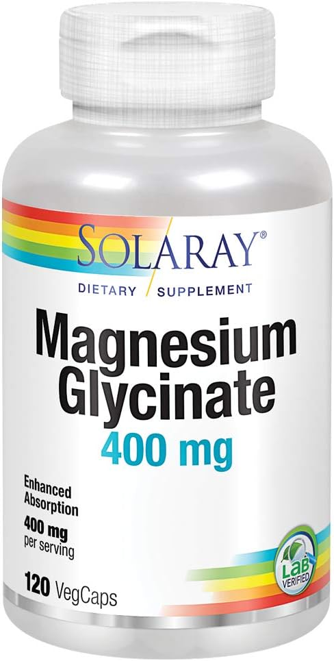 Solaray Magnesium Glycinate 400 mg 124; Relaxation sehat, Dukungan Bone & Cardiovascular (120 CT, 30 Servings)