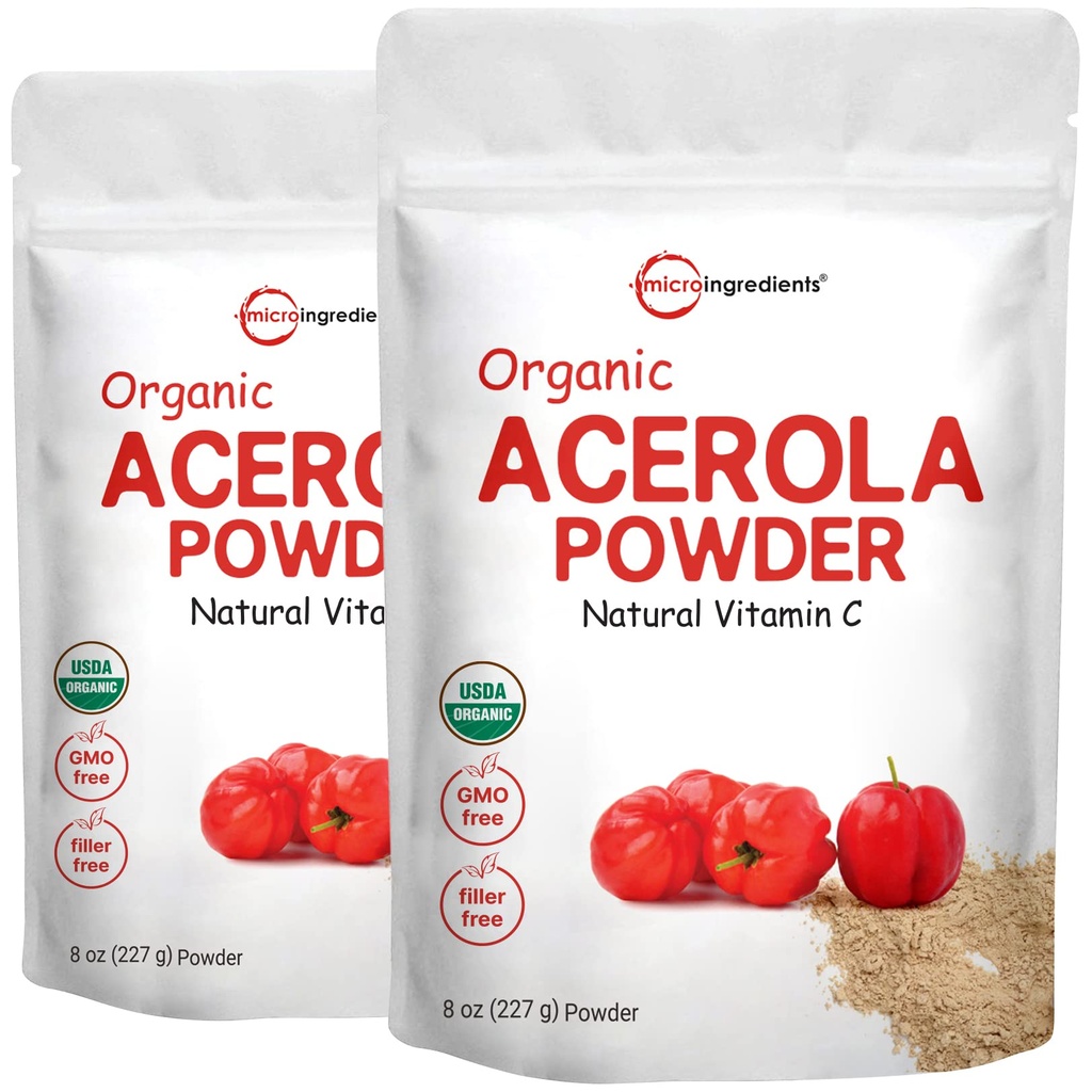 2 Pack dari USDA Murni Acerola Cherry Powder, Natural and Organic Vitamin C untuk Sistem Imune, 8 Ounce, tanpa GMO, tanpa Gluten, asal Brasil