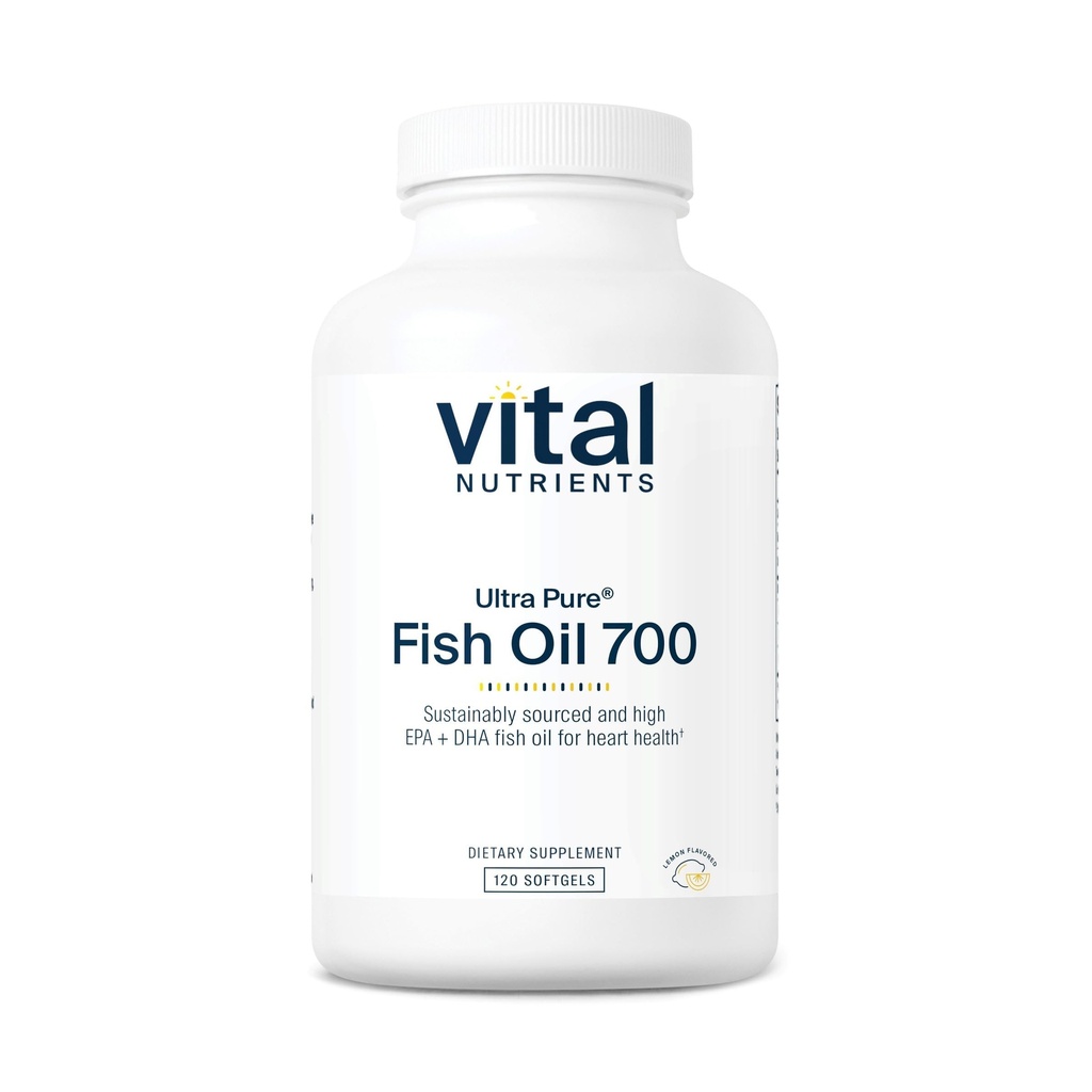 Nutrients Ultra Pure Fish Oil 700 £124; Pendukung Jantung, Otak, dan Kesehatan Gabungan * 124; Disustarified High EPA & DHA Omegaga- 3 Fatty Acid 124; Lemon Flavor 124; Gluten, Dairy & Soy Free 124; 120 Softgels