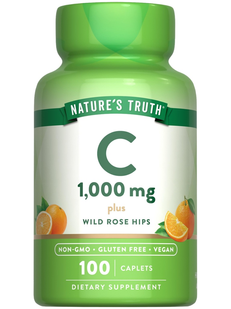 Nature 's Truth Vitamin C 1000 mg dengan Rose Hips 124; 110 Caplets 124; Vegan, Non-GMO, & Gluten Free Suplemen