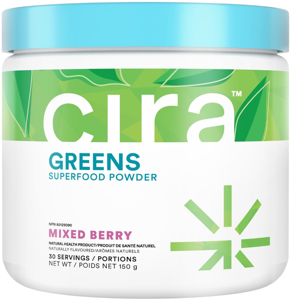 Cira Daily Greens - Tentu Sweetened, Organic Spirulina Superfood Powder dengan Premium, Antioxidant- Rich Ingreations untuk Debloating, Dibubble, & Energy - Campuran Berry, 30 pelayan