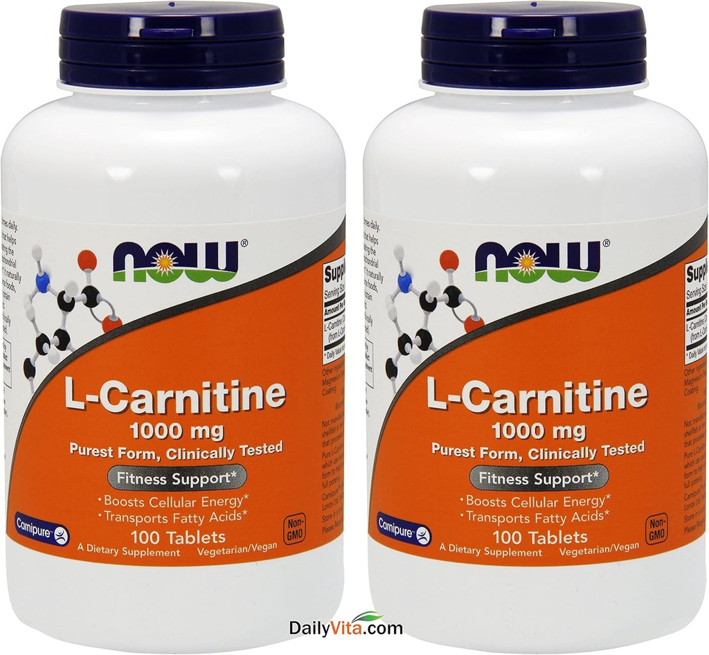 NOW Foods L- Carnitine Tartrat 100mg, 100 Tablet (Paket 2)