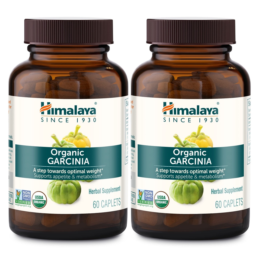 Hilaya Organik Garcinia Herbal Suplemen, Appetite Dukungan, Limpid Metabolisme, Perdelapan Dukungan, USDA Organik, Non-GMO, Vegan, 600 mg, 60 Plant-berbasis Caplets, 2 Pack