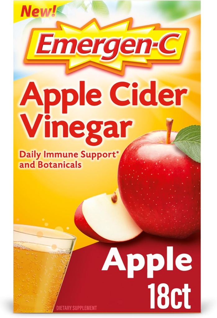 Emergen- C Apple Cider Vinegar Vitamin C Fizzy Drink Mix, Dietary Support, Apple - 18 Count