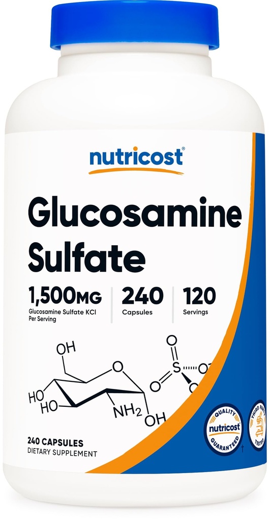 Glucosamin Sulfate 1500mg, 240 Capsules - 750mg Per Capsule, Gluten Free, Non- GMO