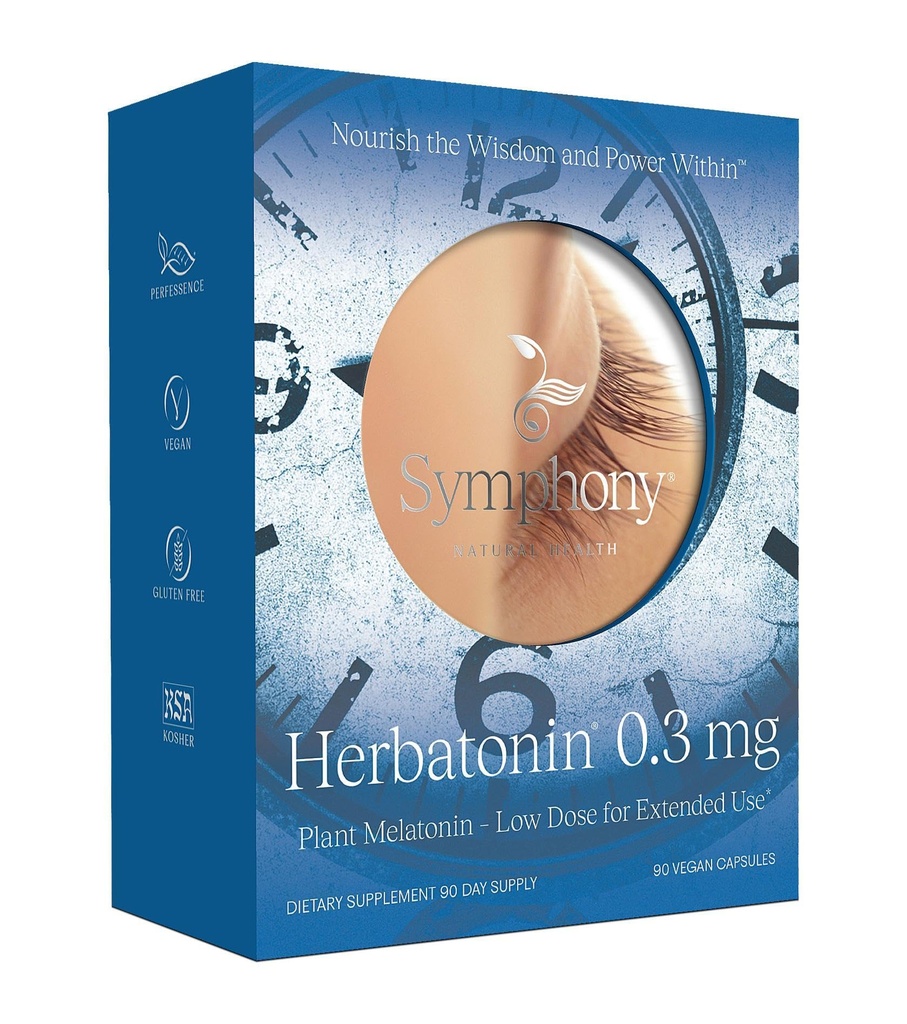 Herbatonin ® 0.3 mg - The First Plant - Based, Natural Meltonain Suplemen (Phyto-Melonin) - Low Dose Sleep Aid, Support Circadian Rhythm & Cellular Health - 90 Capsules (90 Hari Supply)