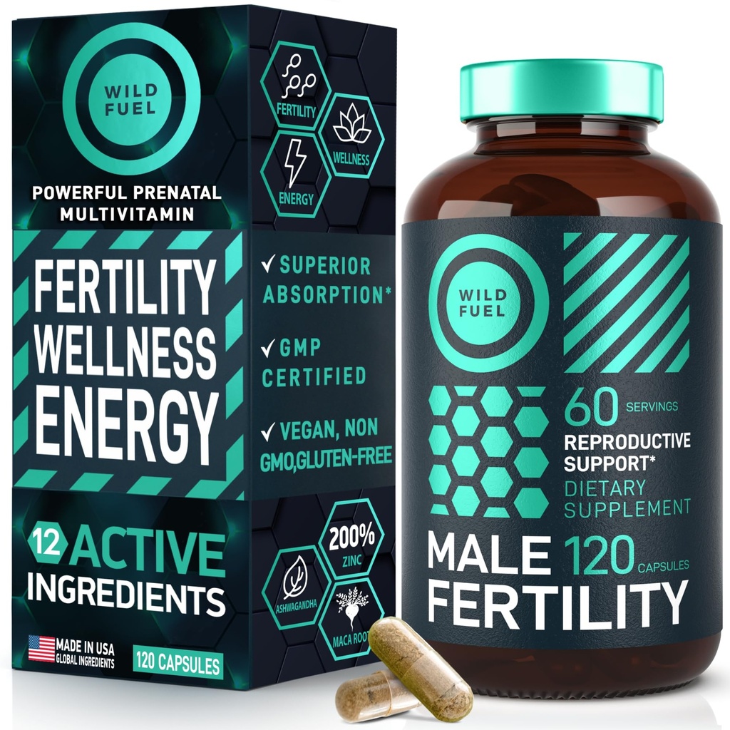 Suplemen fertilitas untuk Men Prenatal Vitamin - Maca Root, Ashwagandha, Zinc, Plus Communals - Conception for Dymen Fertility Vitamin and Male Fertility Support 120 Caps untuk 2 Bulan