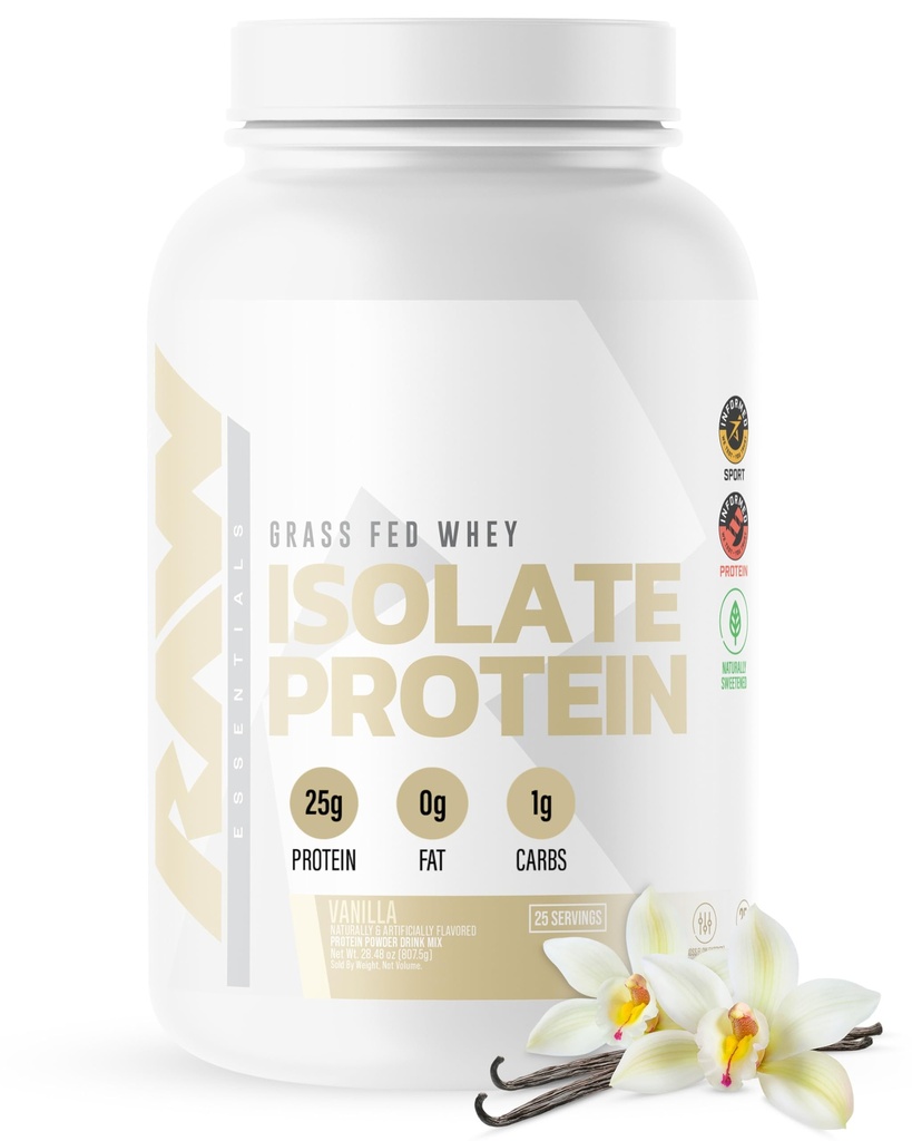 RAW WHOY Isolate Protein Powder, Vanilla (CBUM Ithounte) - 100% Grass- Grass Sports Nuttraction Poader for Muscle Growth & Recovery - Lower-Fat, Low Carb, Forally Flavored