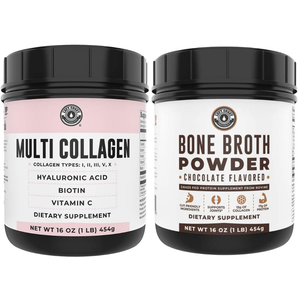 Performance Pantai Kiri Broth Bone dan Bubuk Multi Collagen untuk Gabungan, Rambut, Kulit, dan Dukungan Kuku