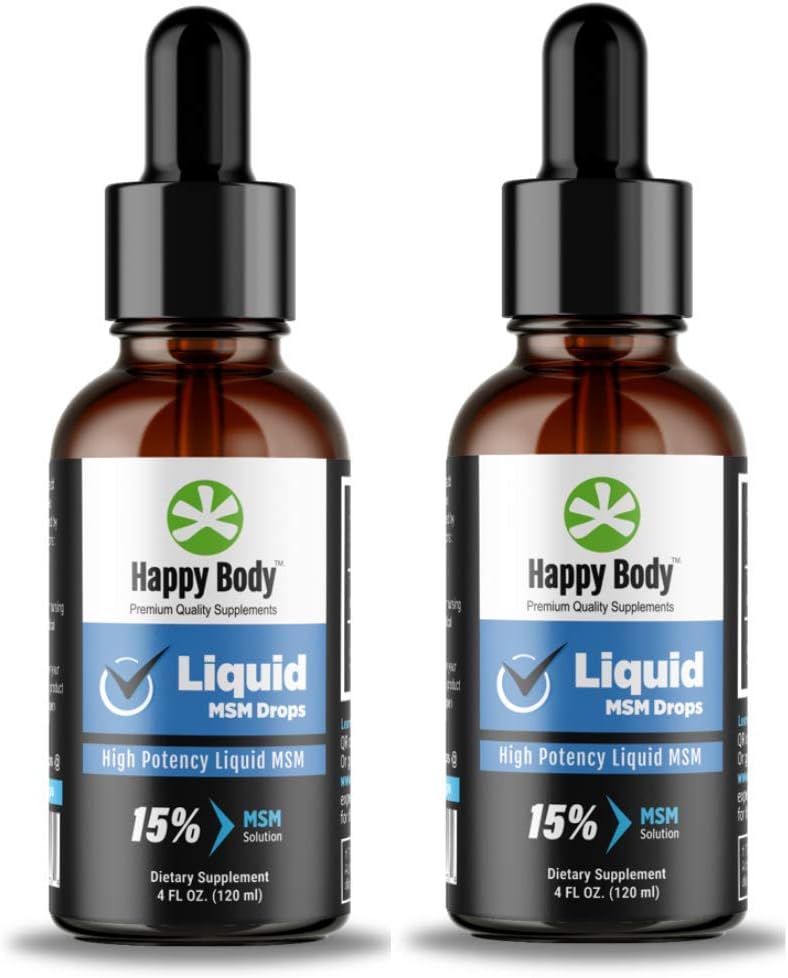 HAPPY BODY Liquid MSM Drops The Highest MSM Content in a Liquid MSM Supplemen. Ideal untuk kedua Aplikasi Oral & Topical - 1 x 4 fm. oz Bottle (2 Pack)