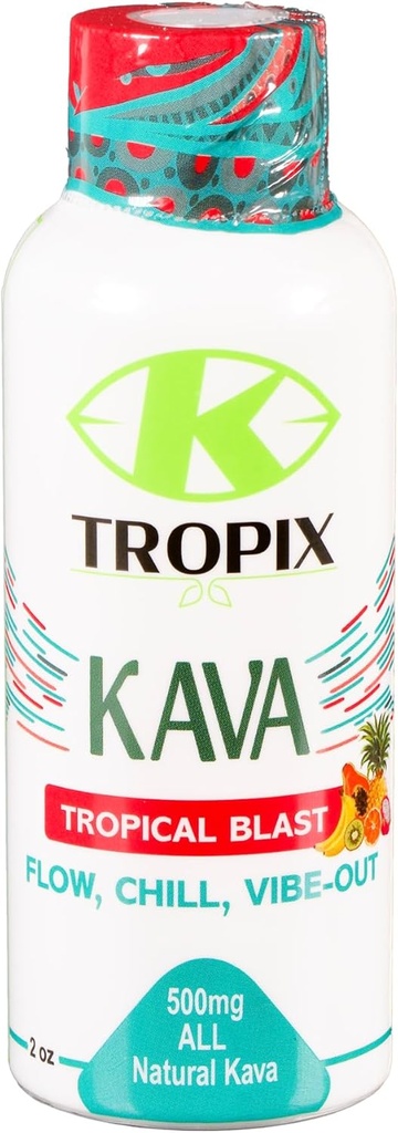 K-Tropix Kava Shot Tropical Blast - 500mg Wellness Shots to Procure Relaxation and Reduce Cemas - Kava Drink - Khawatir, Ketegangan, Persediaan Perbaikan Kereta - 1 Pack