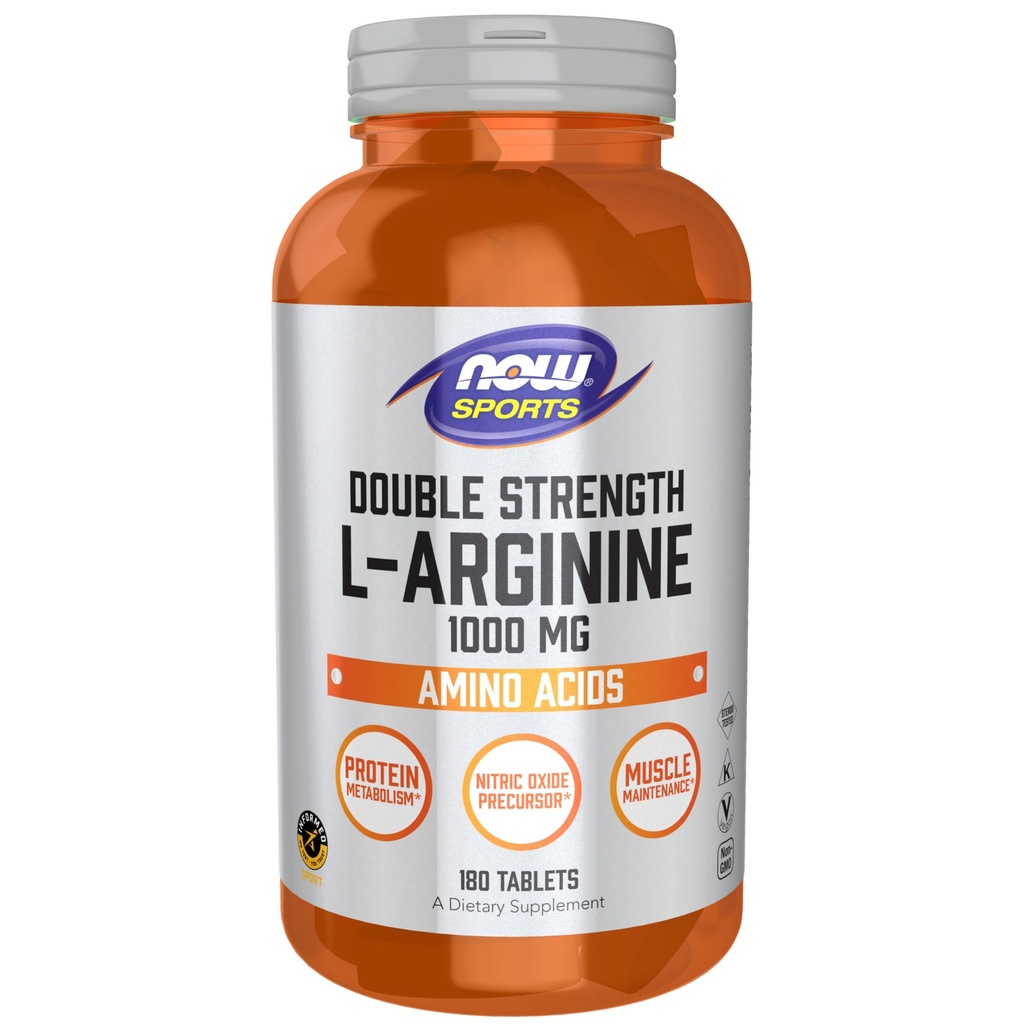 Now Foods Sports Nutition, L-Arginine Double Strength 10000mg, Nitric Oxide Precursor, Amino Acids, 180 Tablet