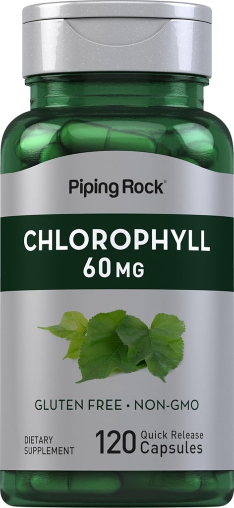 Piping Rock Chlorophill Capsules 124; 60 mg 124; 120 Pil 124; Tambahan untuk Perempuan dan Pria 124; dari Mulberry Leaf 124; Non-GMO, Gluten Bebas