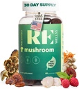 Super Mushroom Gummies I Sugar Free Organic Daily I Chaga Cordyceps Lions Mane Maitake Shiitake Turkey Tail Reishi Reishi 124; Suplemen Kognitive & Ammune Mendukung Stress Energy Mood