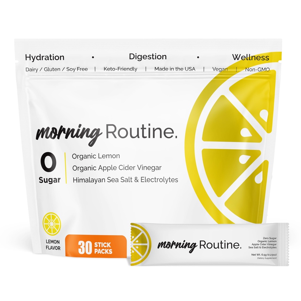 Paket Bubuk Elektrolyte dengan Apple Cider Vinegar, Lemon, dan Sea Salt 124; Keto & Palo- Friendly Electrolyte Drink (30 Pack)