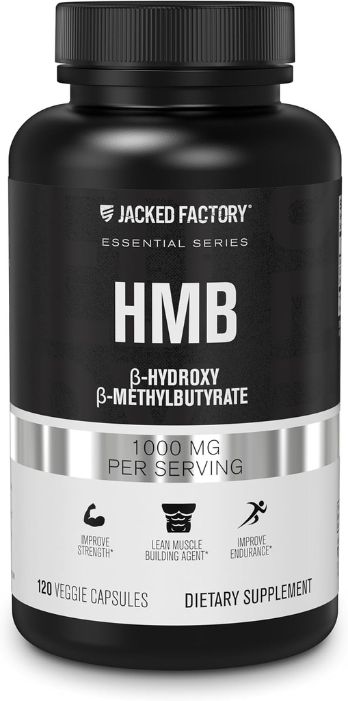Jacked Factory Essentials HMB Capsules - Suplemen HMB untuk Lean Muscle Growth, Preventing Muscle Breakdown Selama Calorie- Defisit, & Enhancing Muscle Recovery - 120 Vevgie Capsules