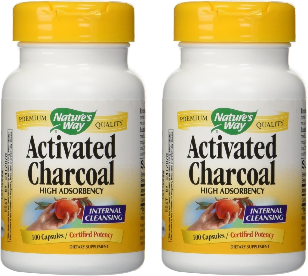 Nature 's Way Activated Arang High Adsorbency - 100 Capsules 2 pack