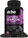 Diaktifkan Charcoal Capsules Detox - 1200mg Pill Koconut Arang Organik untuk Bahan Bensin Gas dan Bloating Relief untuk Anak-anak Perempuan - Aktif Kasules Pawder Binder Aktif Aktif Aktifasi Suplemen untuk Gut