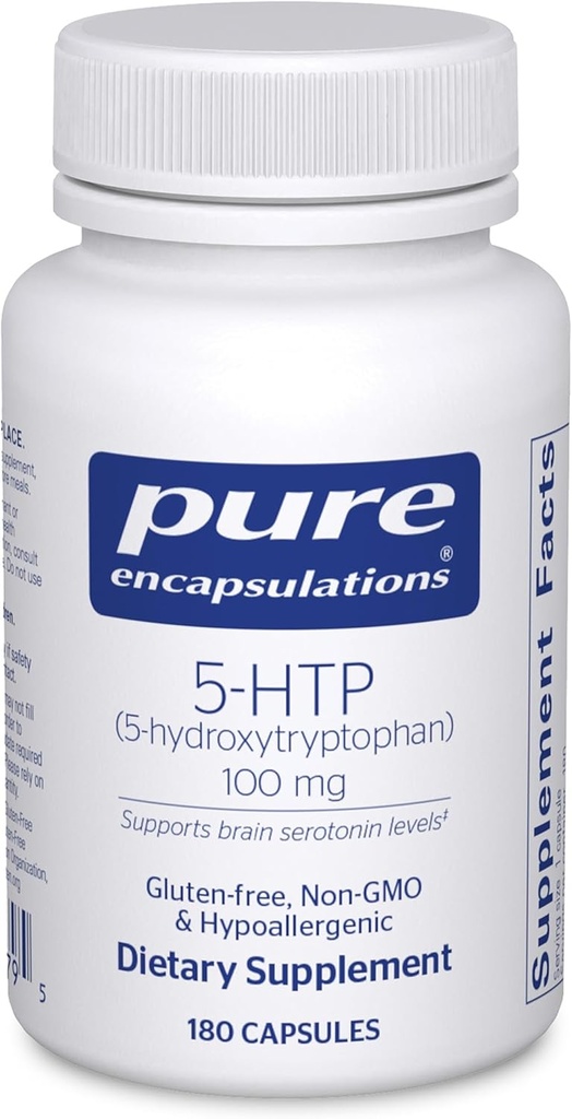 Encapsulasi Murni 5- HTP 100 mg - Kesehatan Otak, Regulasi & Appetit Dukungan * - 5- Hydroxyptophan - Gluten Bebas & Non-GMO - 180 Capsules