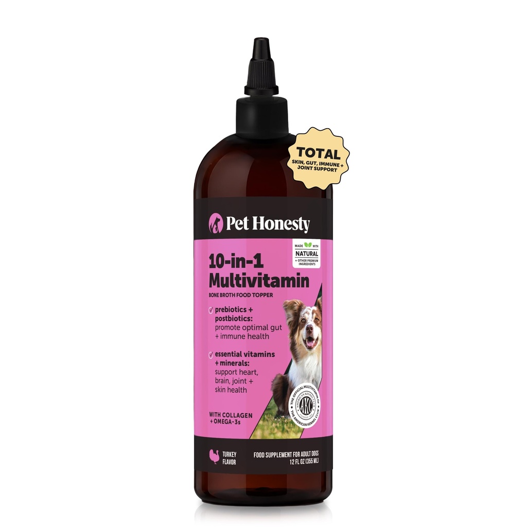 Tambahan Multivitamin Dog dengan Salmon Oil for Dogs - Allergy Itch Relief, Ditraffic, Skin & Coat Health, Liquid Supplemen - Dog Food Topper Bone Broth with Pregnance (12 oz)