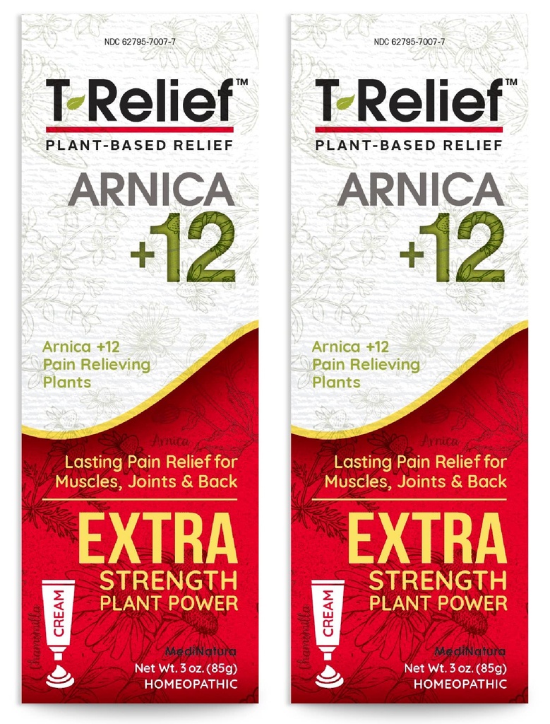 Mediterrania T-Relief Extra Energy Arnica + 12 Natural Relifeing Actions for Back Pack Soreness Aches & Stiffness, Whole Body Fast Acting Relief for Women & 3 Oz (2 Pack)