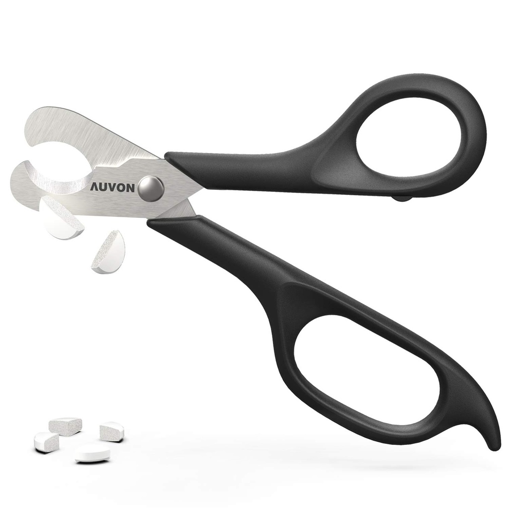 AUVON Scissors- Shaped Pill Cutter, Sharp Blade Pill Splitter untuk Mudah Membagi Paling 5-15mm Vitamin, tablet dan Obat-obatan di Setengah