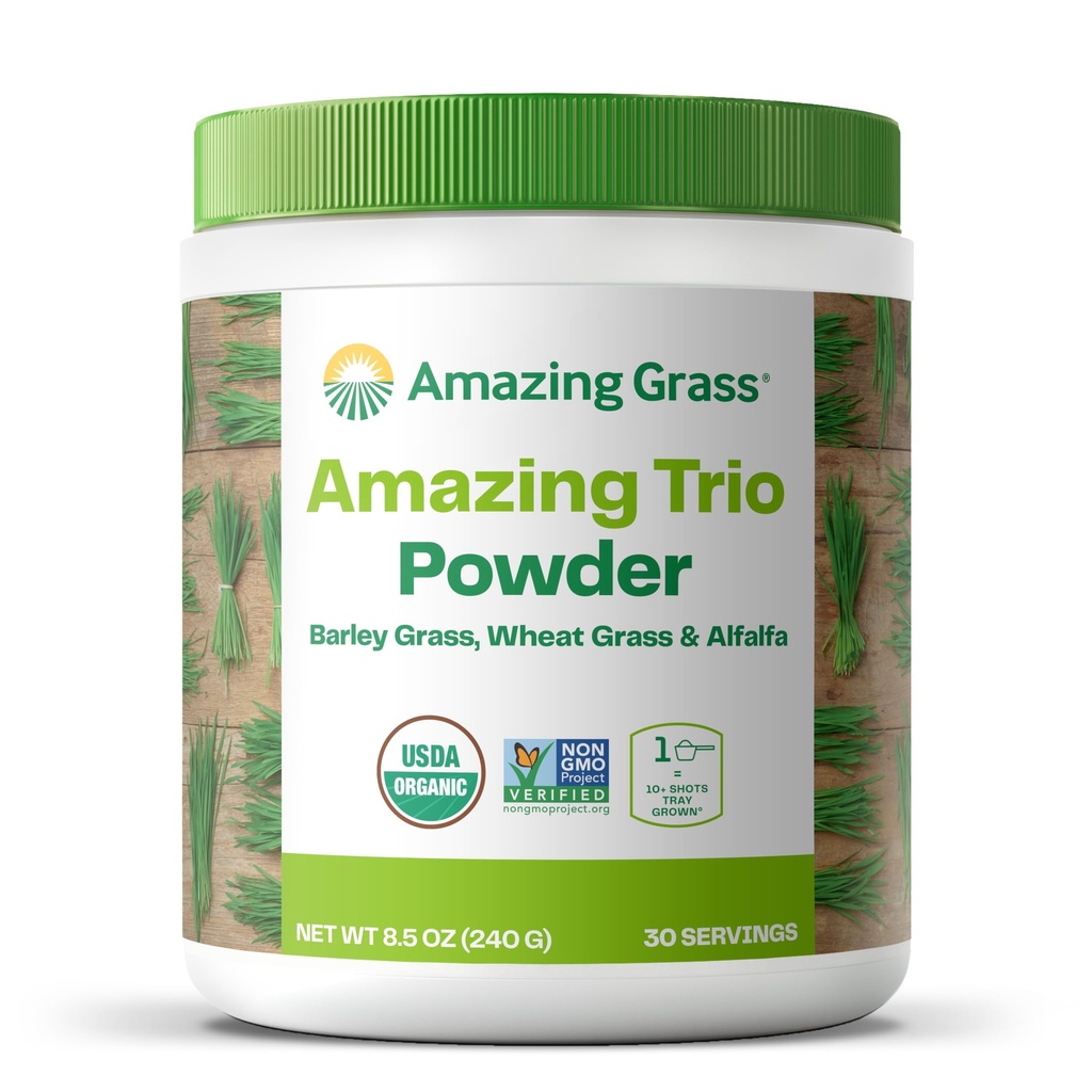 Amazing Grass Greens Trio: Hijau bubuk dengan Wheatgrass, Alfalfa, & Barley Grass, Kaya Sumber Chlorofil, 30 Hamba
