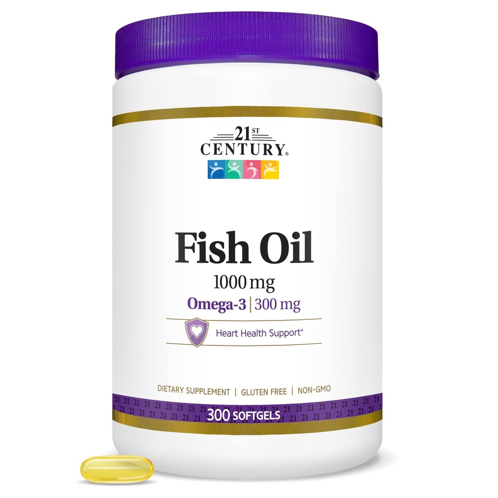 21 Century Minyak Ikan 1000 mg Softgels, 300 Cacah