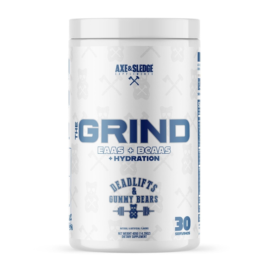 Axe & Sledge The Grind Estication Amino Acids 124; EAA & BCAA powder 126; Muscle Recovery & Electrolite for Hydration 124; Stimulant - Free, Vegan 124; 30 Servings, Delilift & Gummy Bears