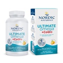 Nordic Ultimate Omega + CoQ10, Lemon - 120 Soft Gels - 1280 mg Omega-3 + 100 mg CoQ10 - Kesehatan Jantung, Energi Sel, Dukungan Antioksidant - Non-GMO - 60 Servings