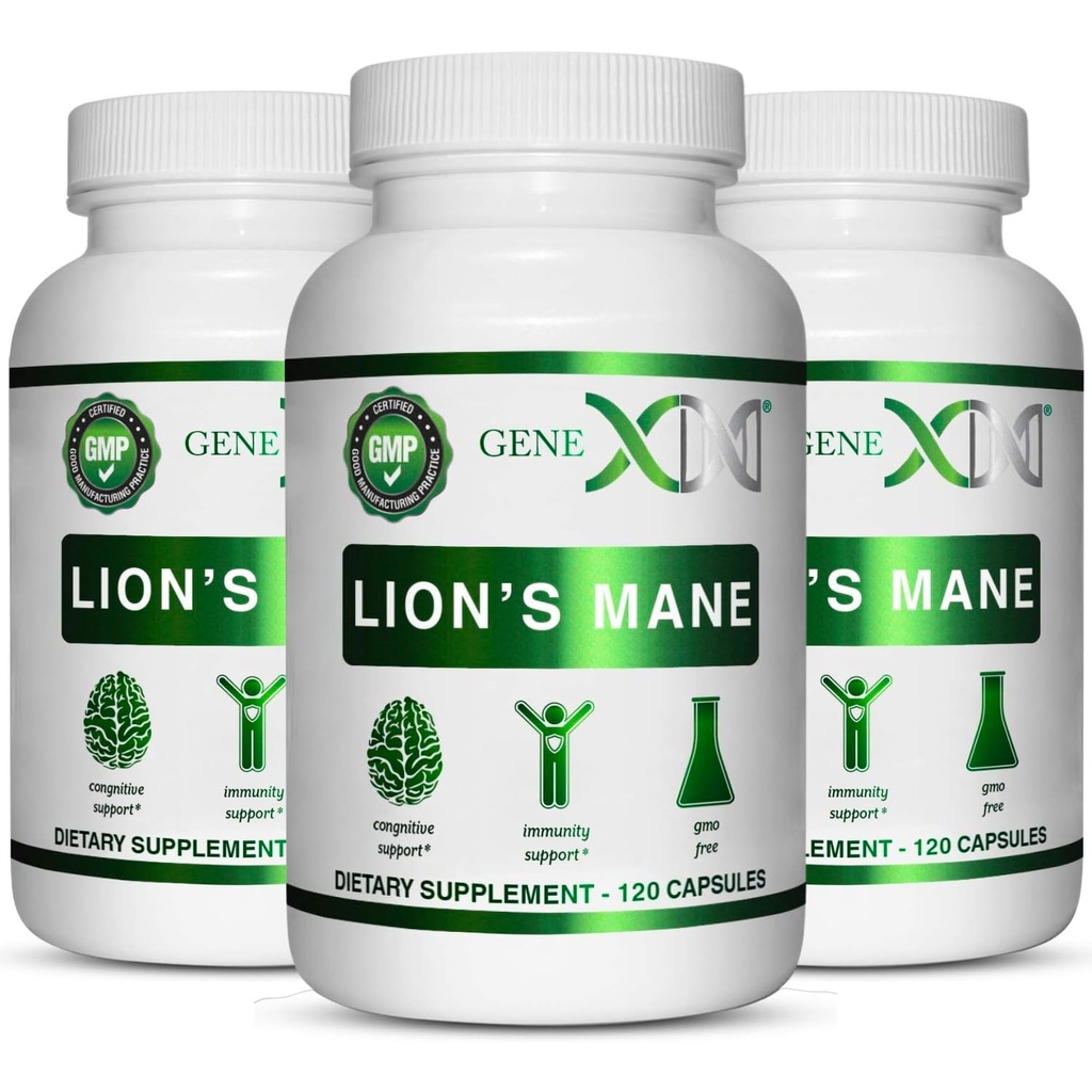 Genex Formulas Lions Mane Supplement with 100% Lions Mane Extract (3 Pack)