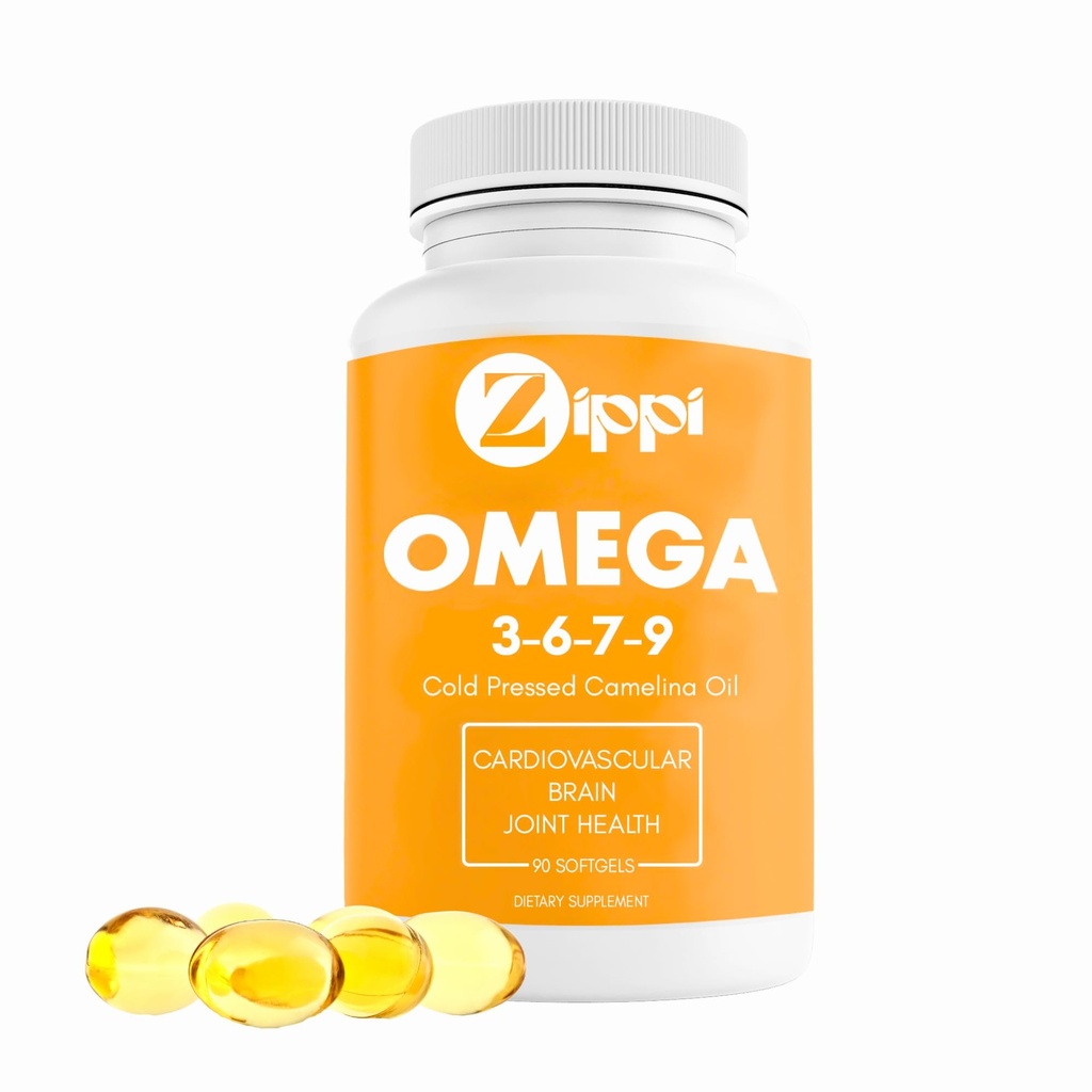 Zippi Omega 3-6-7-9 Moruina Softgels - Tanaman berbasis Omega 3-6-7-9 Acid Suplemen Gendut. Membantu untuk mendukung Otak, Hati, Kardiovaskular, Kebal dan Fungsi Gabungan