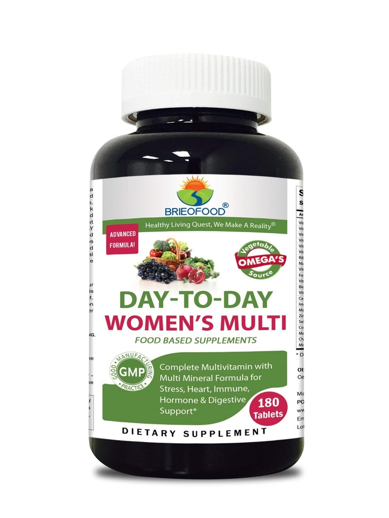 Briofood, Day-to-Day Food Based Women 's Multi (180 Tablet) with Vegetable Source Omega