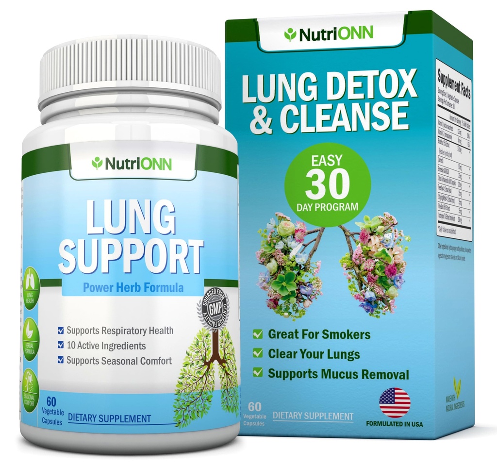 Lung Detox dan Cleanse - Great for Smokers - Extra Kekuatan - 100% Herbal Lung Health Suplemen - Mucus Removal Dukungan - Promotes Respiratory Health - Alami Way to Keep Your Lungs Clear